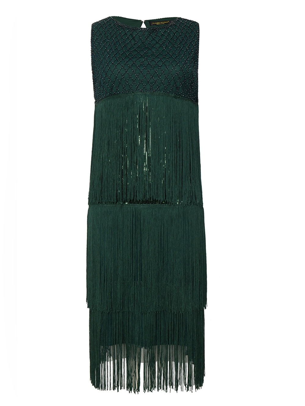Roaring 1920’s Inspired Fringe Flapper Dress Dark Moody Green NEW! Centennial - Picture 5 of 7